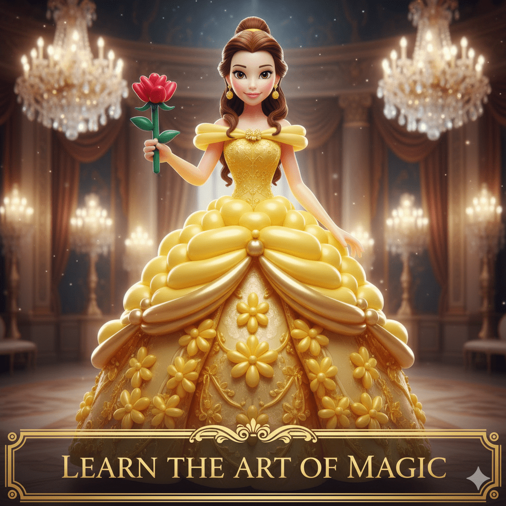 Princess Belle balloon twisting